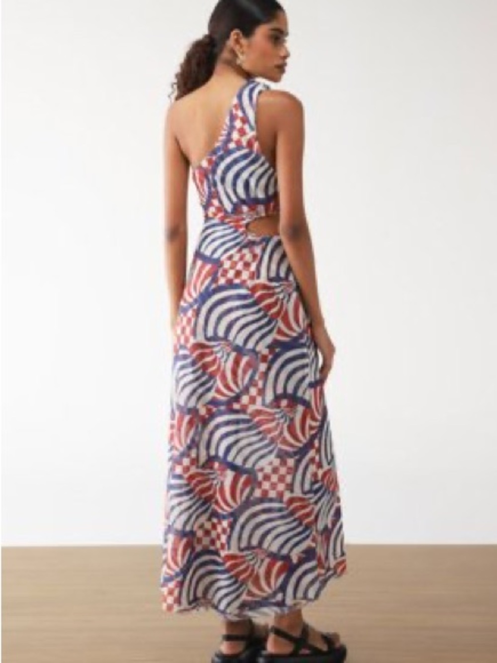 FARM Long Tulle Dress with Graphic Blue Shell Print - Picture 7 of 13